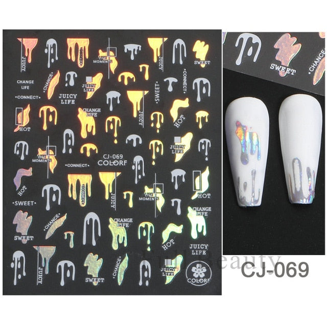 Manicure Stickers White Laser Gold Fall Leaves Decals Sliders Nail Art Decor - The Well Being The Well Being CJ-069 White Sliver Ludovick-TMB Manicure Stickers White Laser Gold Fall Leaves Decals Sliders Nail Art Decor