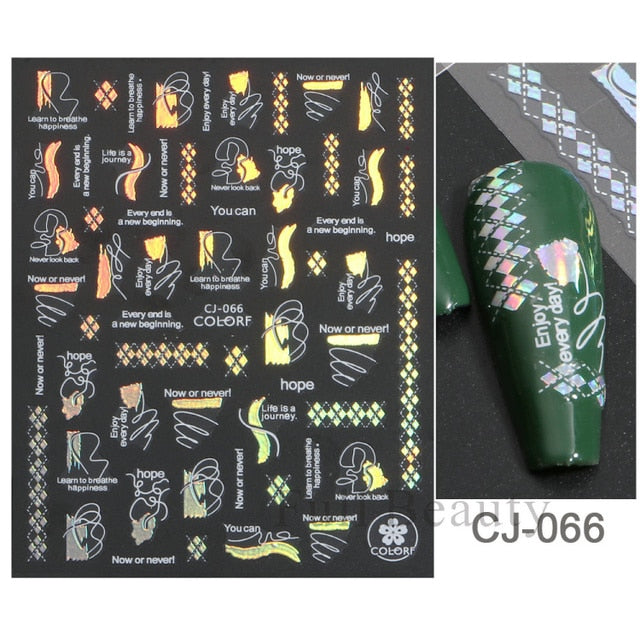 Manicure Stickers White Laser Gold Fall Leaves Decals Sliders Nail Art Decor - The Well Being The Well Being CJ-066 White Sliver Ludovick-TMB Manicure Stickers White Laser Gold Fall Leaves Decals Sliders Nail Art Decor