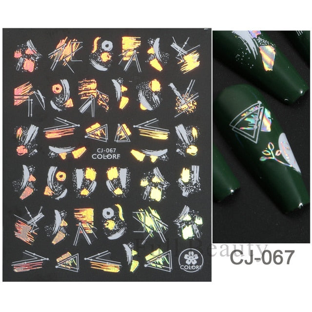 Manicure Stickers White Laser Gold Fall Leaves Decals Sliders Nail Art Decor - The Well Being The Well Being CJ-067 White Sliver Ludovick-TMB Manicure Stickers White Laser Gold Fall Leaves Decals Sliders Nail Art Decor