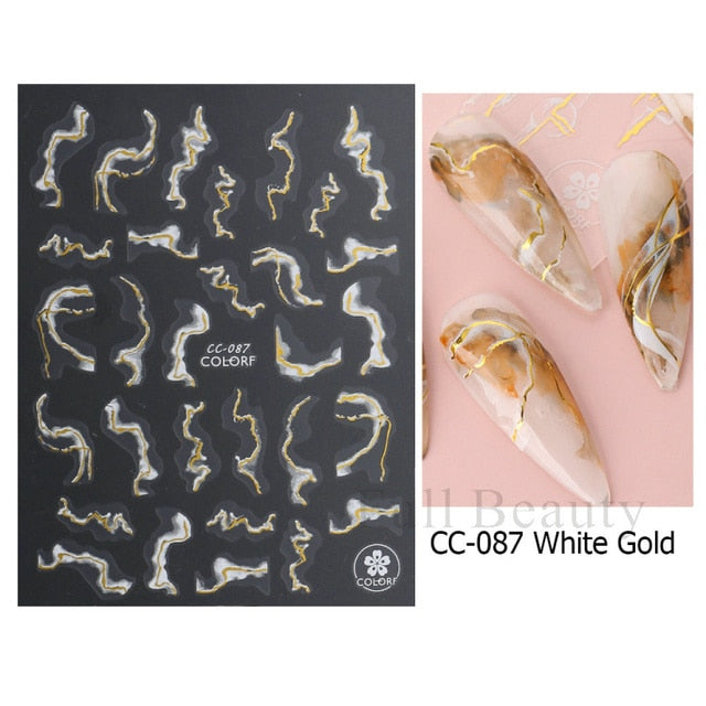 Manicure Stickers White Laser Gold Fall Leaves Decals Sliders Nail Art Decor - The Well Being The Well Being CC-087 White Gold Ludovick-TMB Manicure Stickers White Laser Gold Fall Leaves Decals Sliders Nail Art Decor