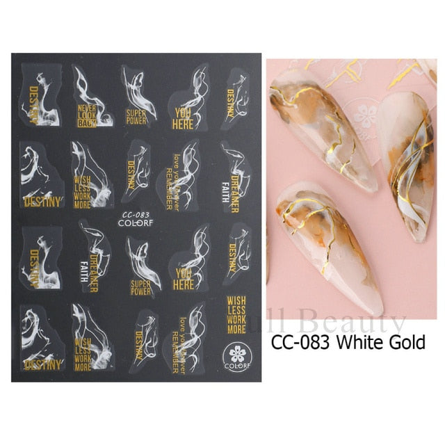 Manicure Stickers White Laser Gold Fall Leaves Decals Sliders Nail Art Decor - The Well Being The Well Being CC-083 White Gold Ludovick-TMB Manicure Stickers White Laser Gold Fall Leaves Decals Sliders Nail Art Decor