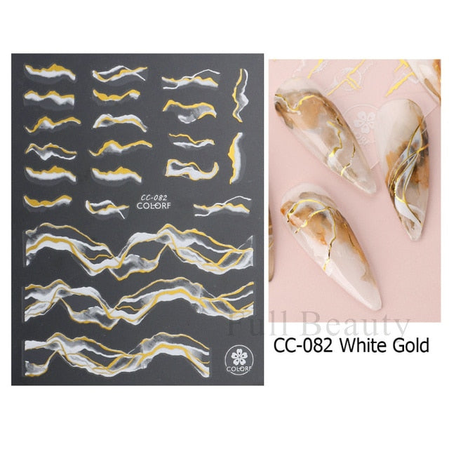 Manicure Stickers White Laser Gold Fall Leaves Decals Sliders Nail Art Decor - The Well Being The Well Being CC-082 White Gold Ludovick-TMB Manicure Stickers White Laser Gold Fall Leaves Decals Sliders Nail Art Decor