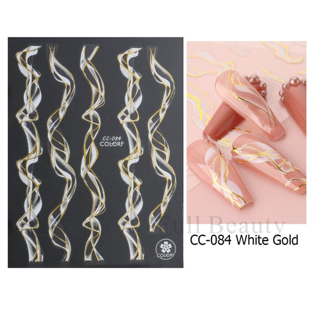 Manicure Stickers White Laser Gold Fall Leaves Decals Sliders Nail Art Decor - The Well Being The Well Being CC-084 White Gold Ludovick-TMB Manicure Stickers White Laser Gold Fall Leaves Decals Sliders Nail Art Decor