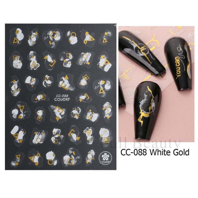 Manicure Stickers White Laser Gold Fall Leaves Decals Sliders Nail Art Decor - The Well Being The Well Being CC-088 White Gold Ludovick-TMB Manicure Stickers White Laser Gold Fall Leaves Decals Sliders Nail Art Decor