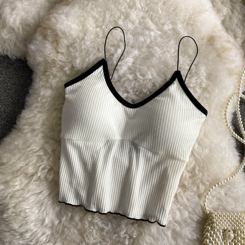 V-neck Halter Sweet Camisole off-Shoulder Solid Color Sleeveless Camis - The Well Being The Well Being G white / One Size Ludovick-TMB V-neck Halter Sweet Camisole off-Shoulder Solid Color Sleeveless Camis