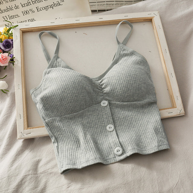 V-neck Halter Sweet Camisole off-Shoulder Solid Color Sleeveless Camis - The Well Being The Well Being A gray / One Size Ludovick-TMB V-neck Halter Sweet Camisole off-Shoulder Solid Color Sleeveless Camis