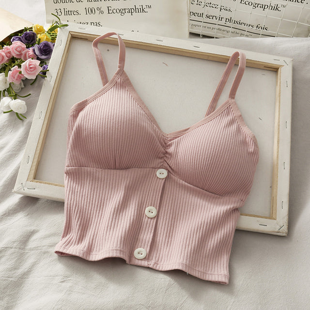 V-neck Halter Sweet Camisole off-Shoulder Solid Color Sleeveless Camis - The Well Being The Well Being A pink / One Size Ludovick-TMB V-neck Halter Sweet Camisole off-Shoulder Solid Color Sleeveless Camis