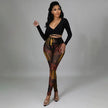 2 pcs Women Set Women Set Luxury Print Blouse and Long Pants Sexy Club Outfits - The Well Being The Well Being black 2 / XXL Ludovick-TMB 2 pcs Women Set Women Set Luxury Print Blouse and Long Pants Sexy Club Outfits