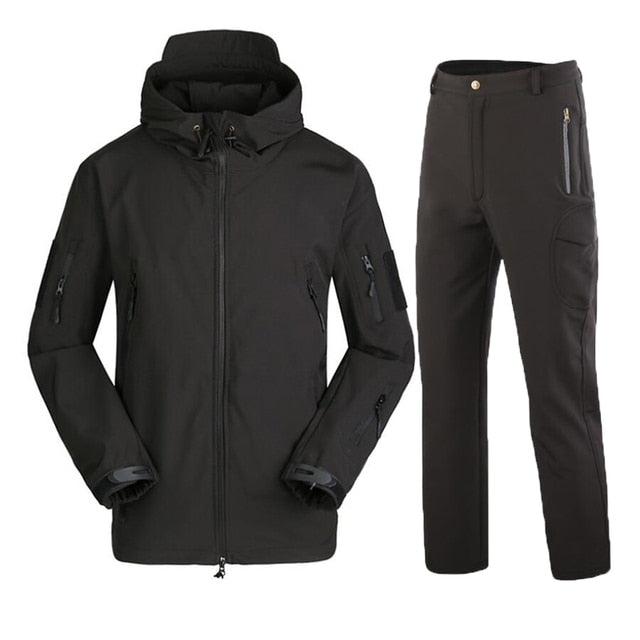 Men Camouflage Jacket Sets Outdoor Shark Skin Soft Shell Windbreaker Waterproof Hunting Clothes Set Military Tactical Clothing - The Well Being The Well Being Black / XXL Ludovick-TMB Men Camouflage Jacket Sets Outdoor Shark Skin Soft Shell Windbreaker Waterproof Hunting Clothes Set Military Tactical Clothing