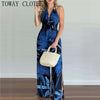 Jumpsuits Overalls V-neck Print Spaghetti Strap Casual Loose Open Back Sleeveless Floor-length - The Well Being The Well Being CYAN / XXL Ludovick-TMB Jumpsuits Overalls V-neck Print Spaghetti Strap Casual Loose Open Back Sleeveless Floor-length