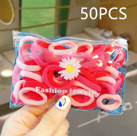 High-Quality Elastic Nylon Hair Bands For Girls Colorful Rubber Band Kids - The Well Being The Well Being Q2 50PCS Ludovick-TMB High-Quality Elastic Nylon Hair Bands For Girls Colorful Rubber Band Kids