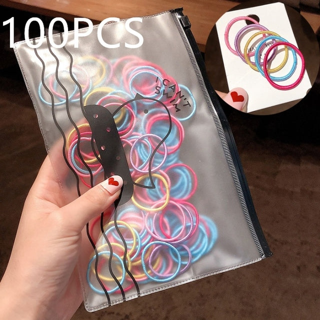 High-Quality Elastic Nylon Hair Bands For Girls Colorful Rubber Band Kids - The Well Being The Well Being W7 100PCS Ludovick-TMB High-Quality Elastic Nylon Hair Bands For Girls Colorful Rubber Band Kids