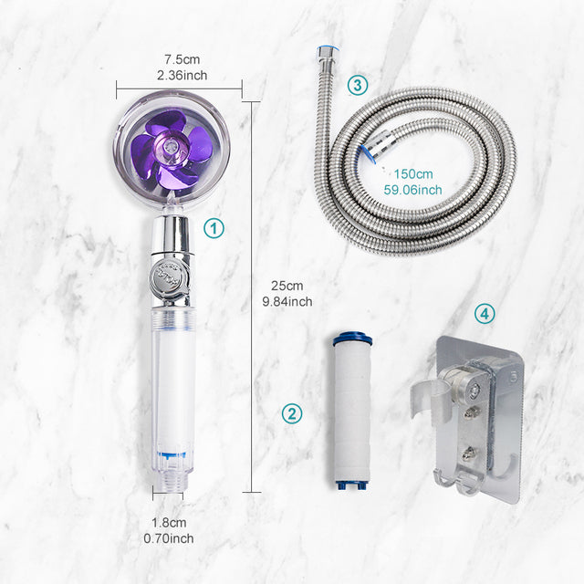High Pressure Water Saving Shower Head 360 Degrees Rotating Spray - The Well Being The Well Being Purple Set 2 / Uk Ludovick-TMB High Pressure Water Saving Shower Head 360 Degrees Rotating Spray
