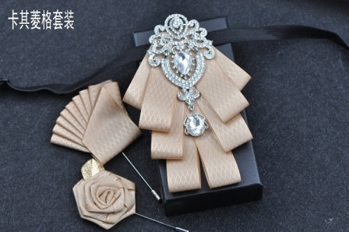 Rhinestone Bow Tie - The Well Being The Well Being Khaki plaid set / CN Ludovick-TMB Rhinestone Bow Tie