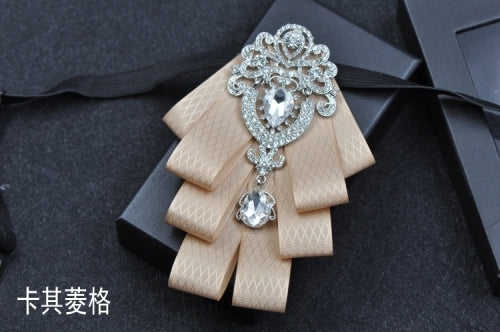 Rhinestone Bow Tie - The Well Being The Well Being Khaki plaid / CN Ludovick-TMB Rhinestone Bow Tie