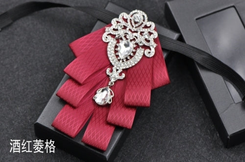 Rhinestone Bow Tie - The Well Being The Well Being Wine Red plaid / CN Ludovick-TMB Rhinestone Bow Tie