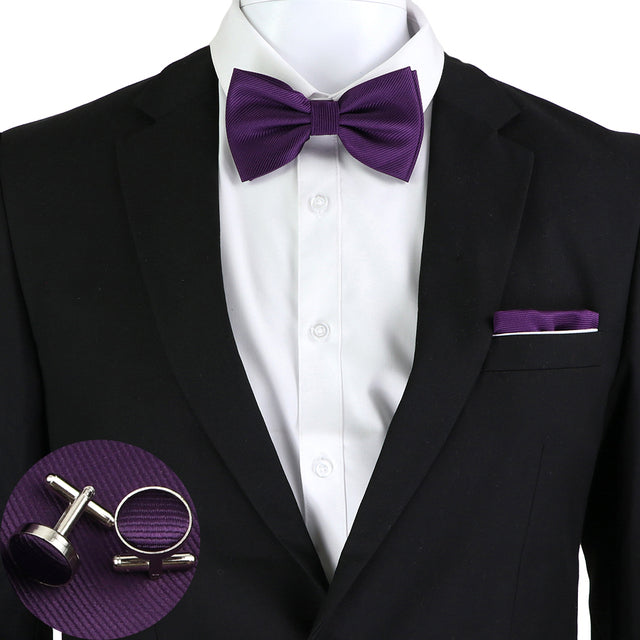 Solid Color Bow Tie Set - The Well Being The Well Being SET5-2 Ludovick-TMB Solid Color Bow Tie Set