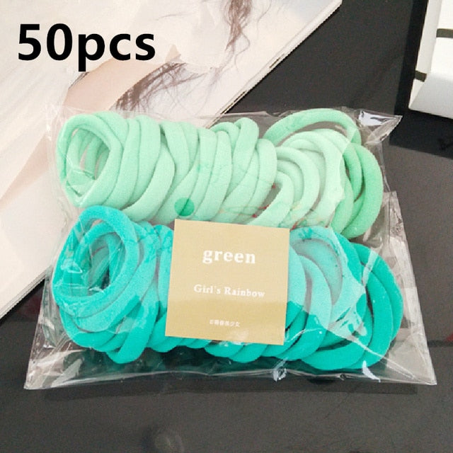 High-Quality Elastic Nylon Hair Bands For Girls Colorful Rubber Band Kids Hair Accessories Headdress Hair Ties - The Well Being The Well Being Green 50PCS Ludovick-TMB High-Quality Elastic Nylon Hair Bands For Girls Colorful Rubber Band Kids Hair Accessories Headdress Hair Ties