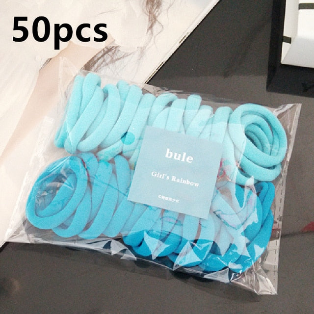 High-Quality Elastic Nylon Hair Bands For Girls Colorful Rubber Band Kids Hair Accessories Headdress Hair Ties - The Well Being The Well Being blue 50PCS Ludovick-TMB High-Quality Elastic Nylon Hair Bands For Girls Colorful Rubber Band Kids Hair Accessories Headdress Hair Ties