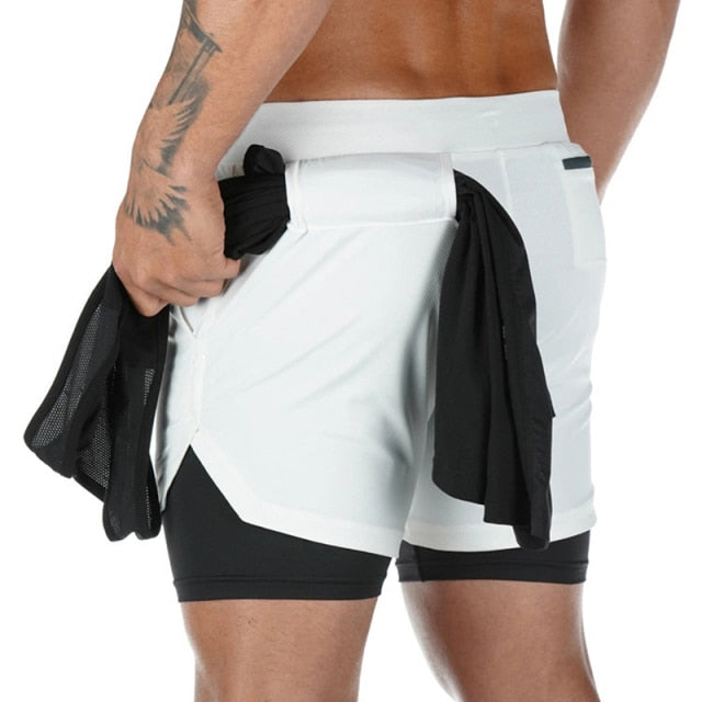 Fitness bodybuilding training quick-drying 2-in-1 shorts - The Well Being The Well Being B-white / L 60-70kg Ludovick-TMB Fitness bodybuilding training quick-drying 2-in-1 shorts