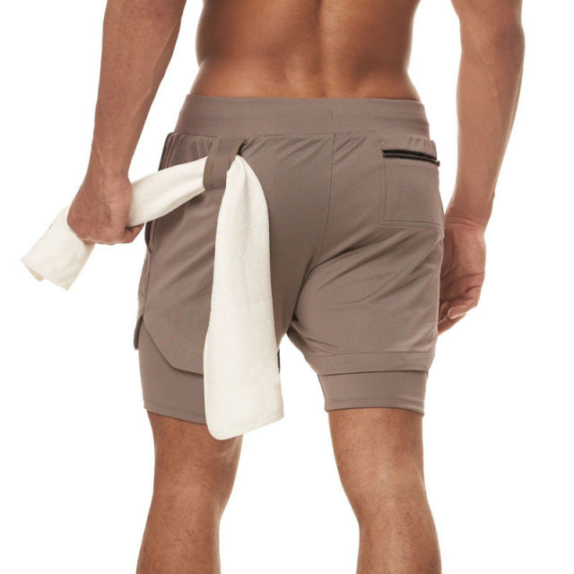 Fitness bodybuilding training quick-drying 2-in-1 shorts - The Well Being The Well Being B-Taupe / M 55-60kg Ludovick-TMB Fitness bodybuilding training quick-drying 2-in-1 shorts