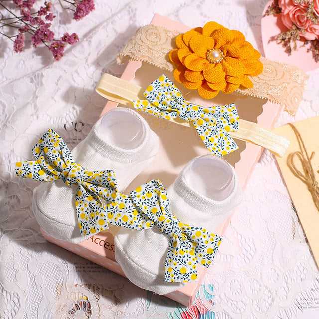 Slipper Socks Headband, Foot Socks Lace Crown Hair Band - The Well Being The Well Being FW-24 / 0-12Months / Cotton Ludovick-TMB Slipper Socks Headband, Foot Socks Lace Crown Hair Band