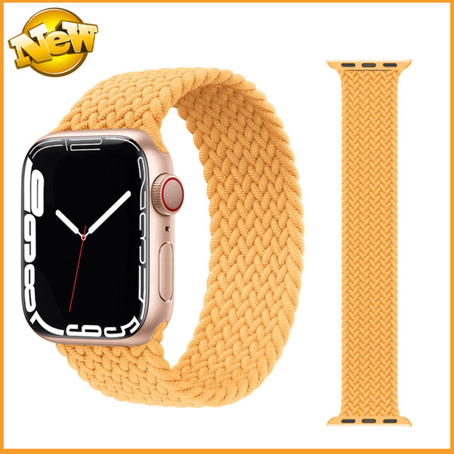 Nylon Braided Solo Loop fabric Strap For Apple Watch band - The Well Being The Well Being 27 Yellow / 42MM or 44MM or 45MM / L Ludovick-TMB Nylon Braided Solo Loop fabric Strap For Apple Watch band