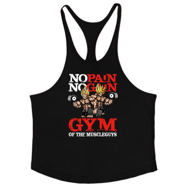 Bodybuilding Stringer Tank Tops Men Anime funny Clothing No Pain No Gain vest Fitness clothing Cotton gym singlets - The Well Being The Well Being black / M Ludovick-TMB Bodybuilding Stringer Tank Tops Men Anime funny Clothing No Pain No Gain vest Fitness clothing Cotton gym singlets