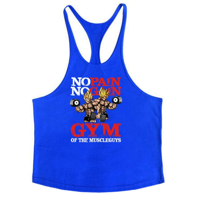 Bodybuilding Stringer Tank Tops Men Anime funny Clothing No Pain No Gain vest Fitness clothing Cotton gym singlets - The Well Being The Well Being Blue / XL Ludovick-TMB Bodybuilding Stringer Tank Tops Men Anime funny Clothing No Pain No Gain vest Fitness clothing Cotton gym singlets