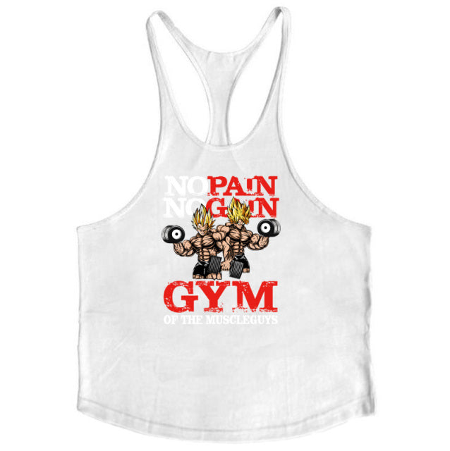Bodybuilding Stringer Tank Tops Men Anime funny Clothing No Pain No Gain vest Fitness clothing Cotton gym singlets - The Well Being The Well Being white / M Ludovick-TMB Bodybuilding Stringer Tank Tops Men Anime funny Clothing No Pain No Gain vest Fitness clothing Cotton gym singlets