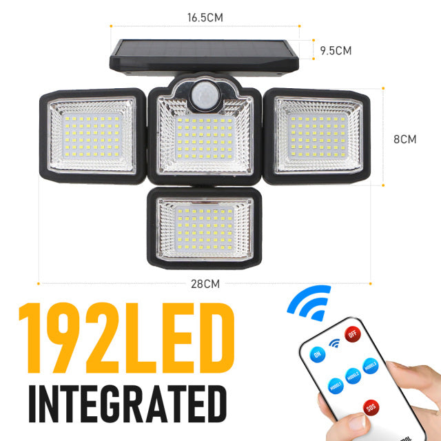 Solar Led Lights 4 Head Motion Sensor 270 Wide Angle Lighting Waterproof Remote Control - The Well Being The Well Being Integrated-192 LED / China Ludovick-TMB Solar Led Lights 4 Head Motion Sensor 270 Wide Angle Lighting Waterproof Remote Control
