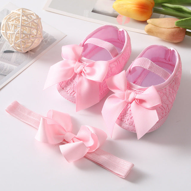Baby Shoes Baptism White Bowknot Baby Girl Lace Shoes Headband Set Toddler Prewalker Cute Baby Soft Shoes for 0-18M Kids - The Well Being The Well Being Pink / 13-18Months Ludovick-TMB Baby Shoes Baptism White Bowknot Baby Girl Lace Shoes Headband Set Toddler Prewalker Cute Baby Soft Shoes for 0-18M Kids
