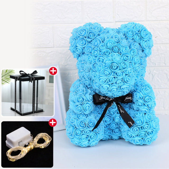 Wedding Decoration Rose Bear Artificial Flower With Box and Light Rose Teddy Bear. Women Girlfriend Birthday Gifts - The Well Being The Well Being Sky Blue / Czech Republic Ludovick-TMB Wedding Decoration Rose Bear Artificial Flower With Box and Light Rose Teddy Bear. Women Girlfriend Birthday Gifts
