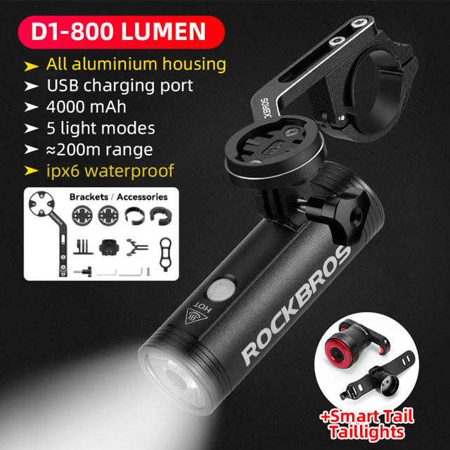 Waterproof Bicycle Headlight with 1600 Lumen LED for Safe and Efficient Night Rides - The Well Being The Well Being D1-800LM Q50 / France Ludovick-TMB Waterproof Bicycle Headlight with 1600 Lumen LED for Safe and Efficient Night Rides